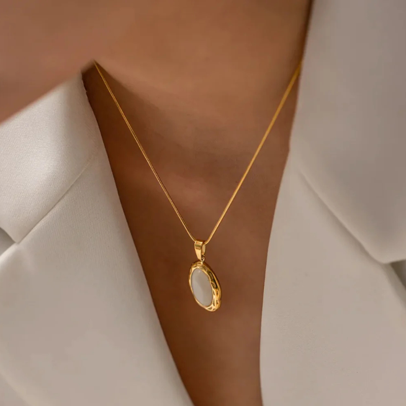 Vergulde Kattenoog-Opaalketting - Gemma