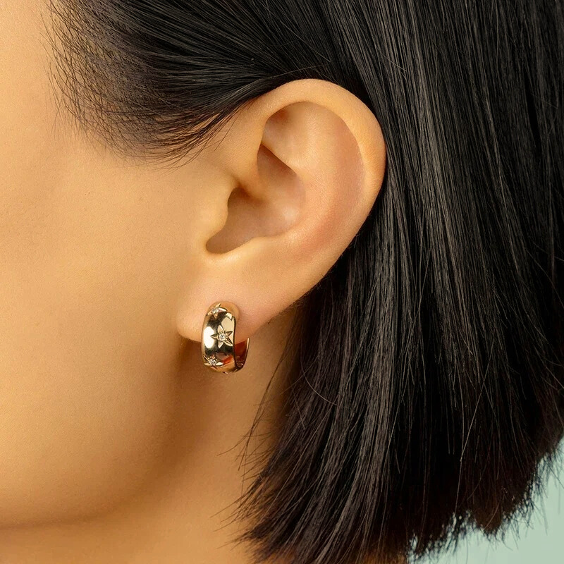 Chunky Ster Zircon Hoop Oorbellen - Angela