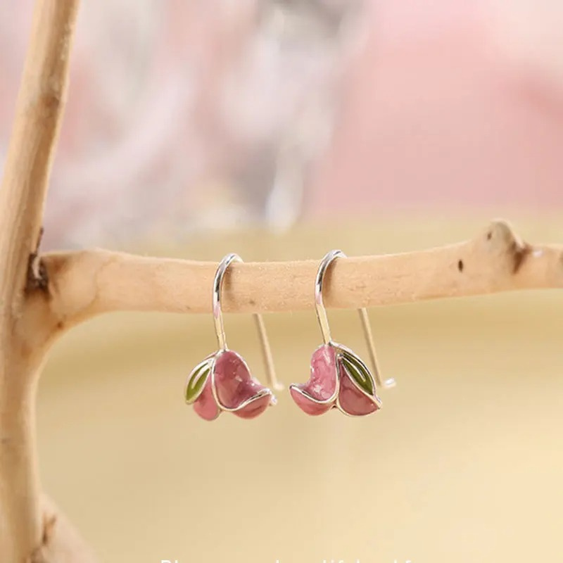 Roze Rozen Stud Oorbellen - Sarah
