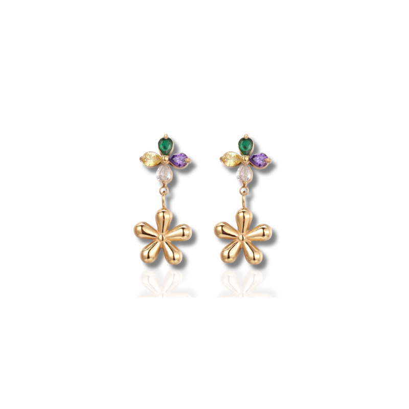 Bloemen Zircon Hangende Oorbellen - Mylah
