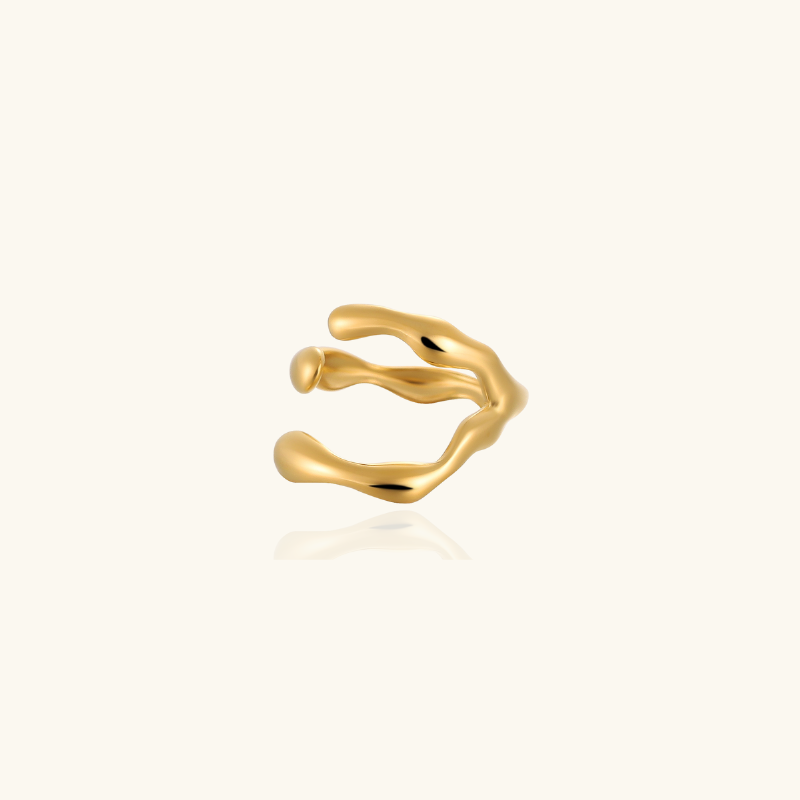 Vergulde Geometrische Open Ring - Amina