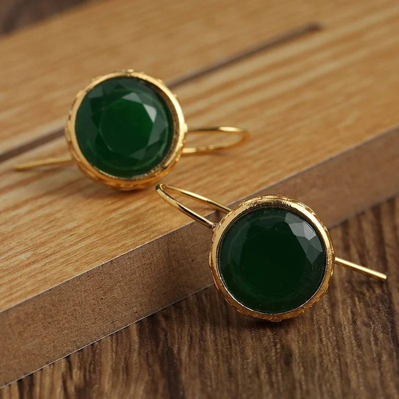 Groene Edelsteen Oorbellen Verguld - Kare