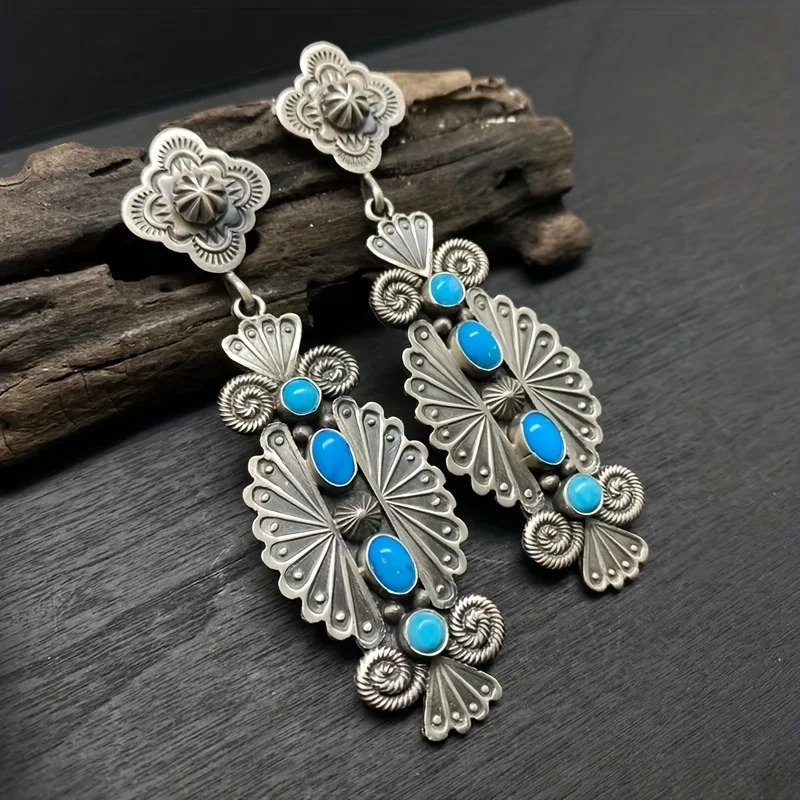 Vintage Turquoise Stud Oorbellen - Claudia