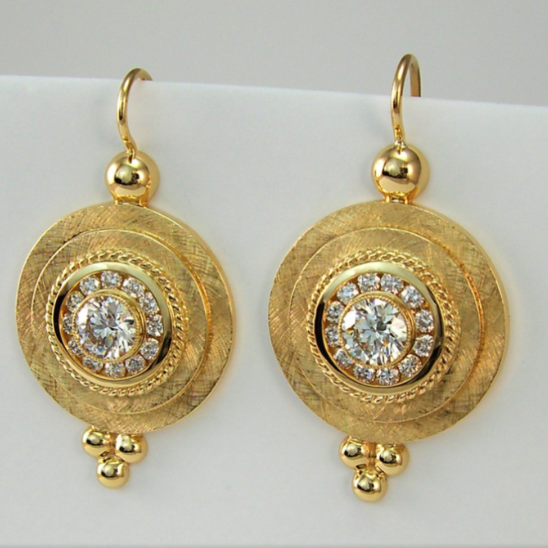 Vintage Oorbellen Goud Glazen Accent - Alice