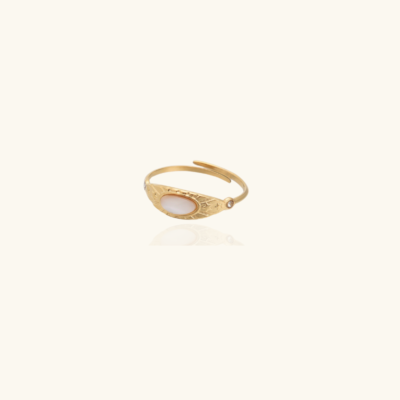 Ring met vergulde witte zirkonia van natuursteen - Veola