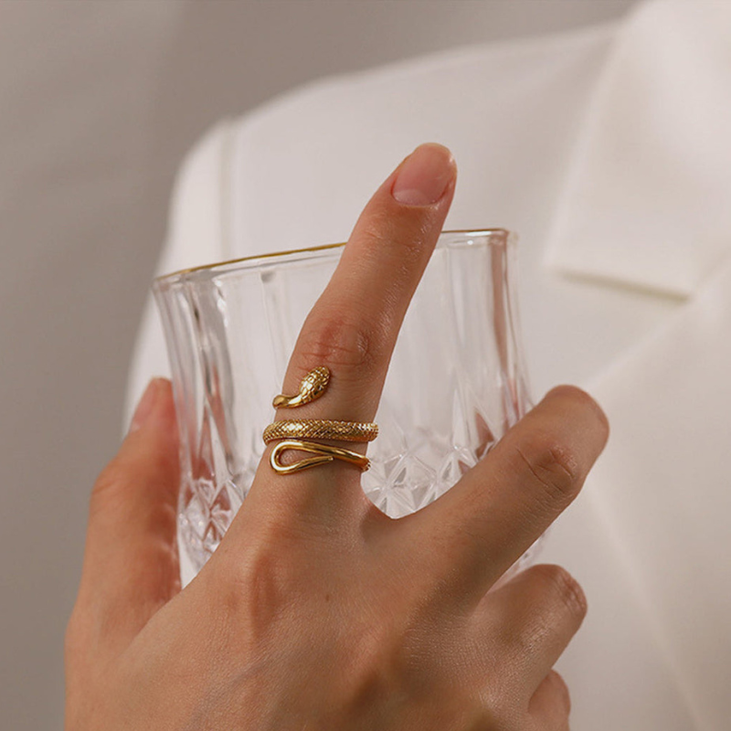 Vergulde Slang Geometrische Ringen - Wendy