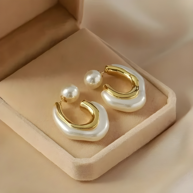 Elegante Onregelmatige C-vorm Parel Oorbellen – Eudora