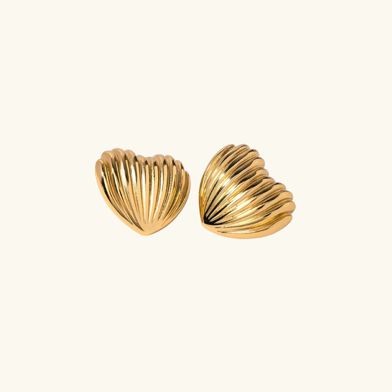 Vergulde Hart Schelp Stud Earring - Kristy