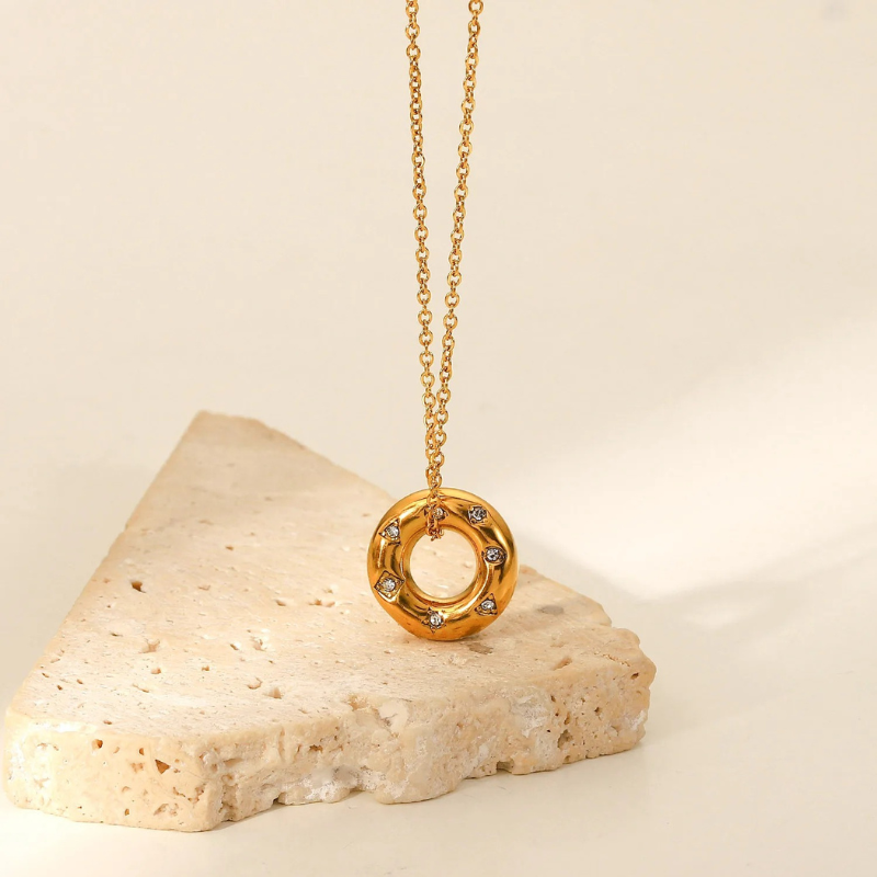 Goud Vergulde Zirkonia Hanger Ketting - Kate
