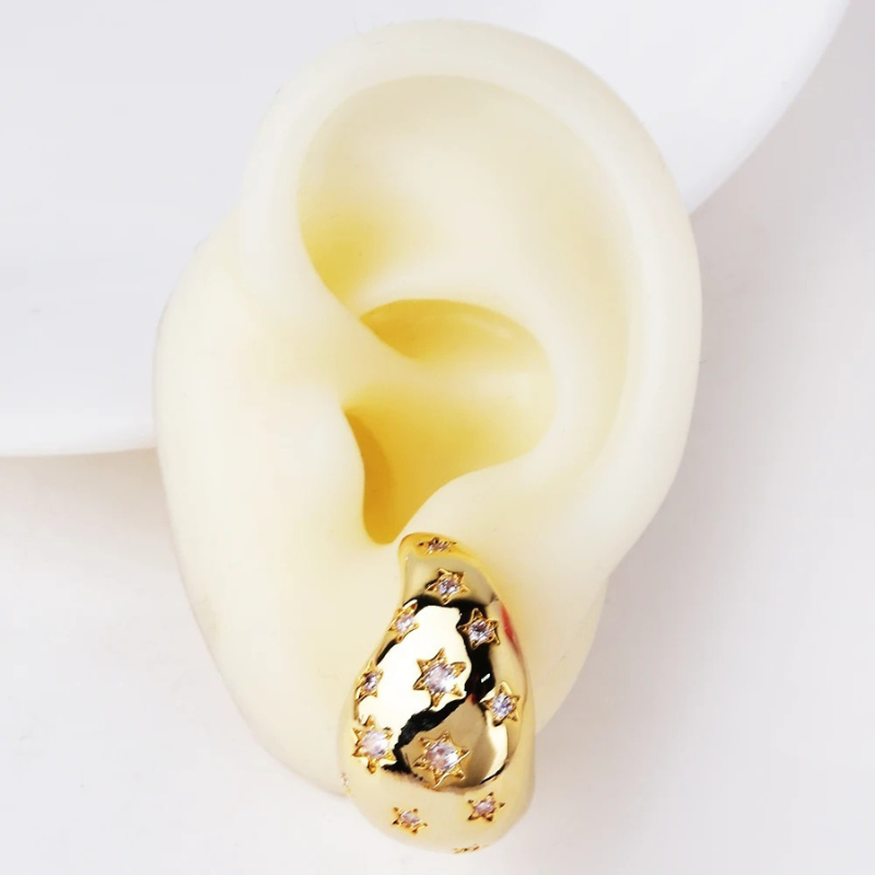 Elegante Teardrop vorm met ster Zirkoon Stud Oorbellen - Eugenia