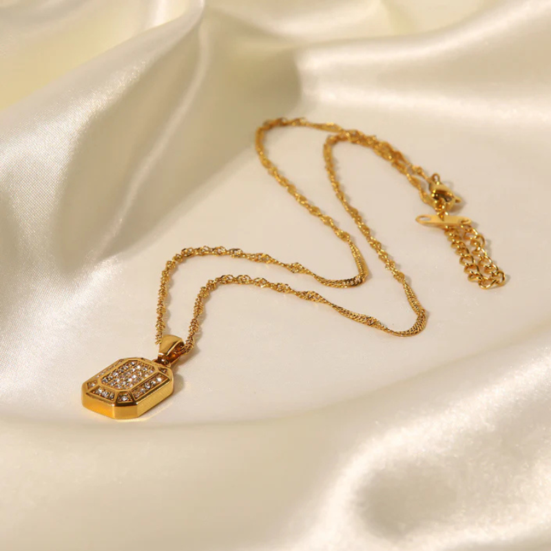Geometrische Zirkoon Hanger Ketting - Julia
