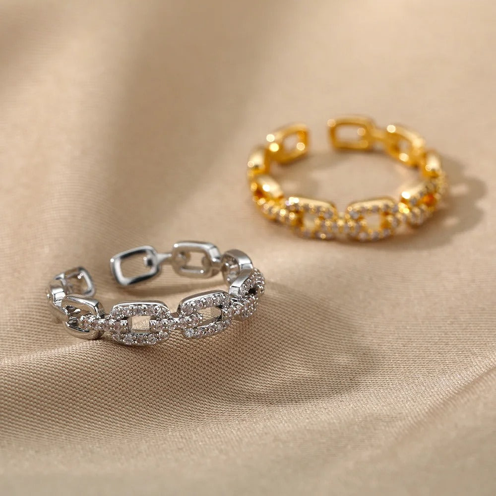 Vergulde Zirkoonketting Verstelbare Ring - Shari