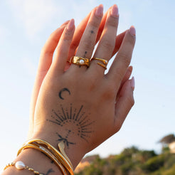 Vergulde Lava Parel Ring - Ada