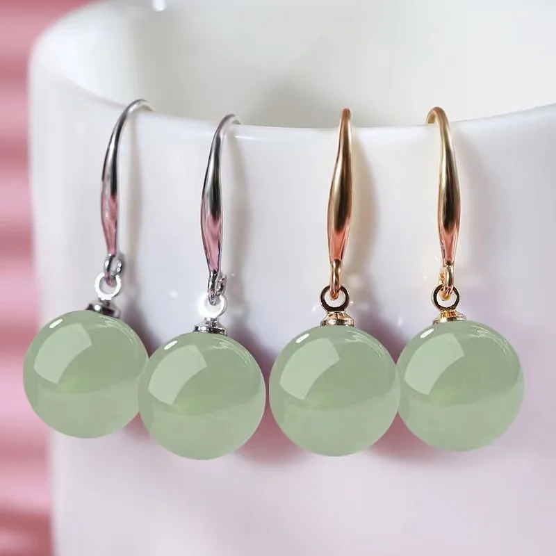 Groene Parel Druppeloorbellen - Jade