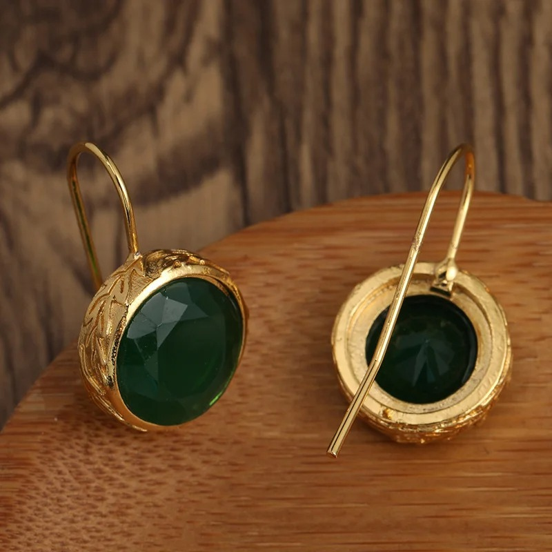Groene Edelsteen Oorbellen Verguld - Kare