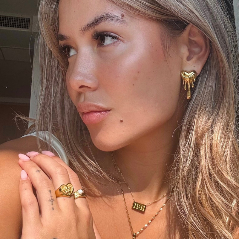 Vergulde Hartvormige Engel Ring - Victoria