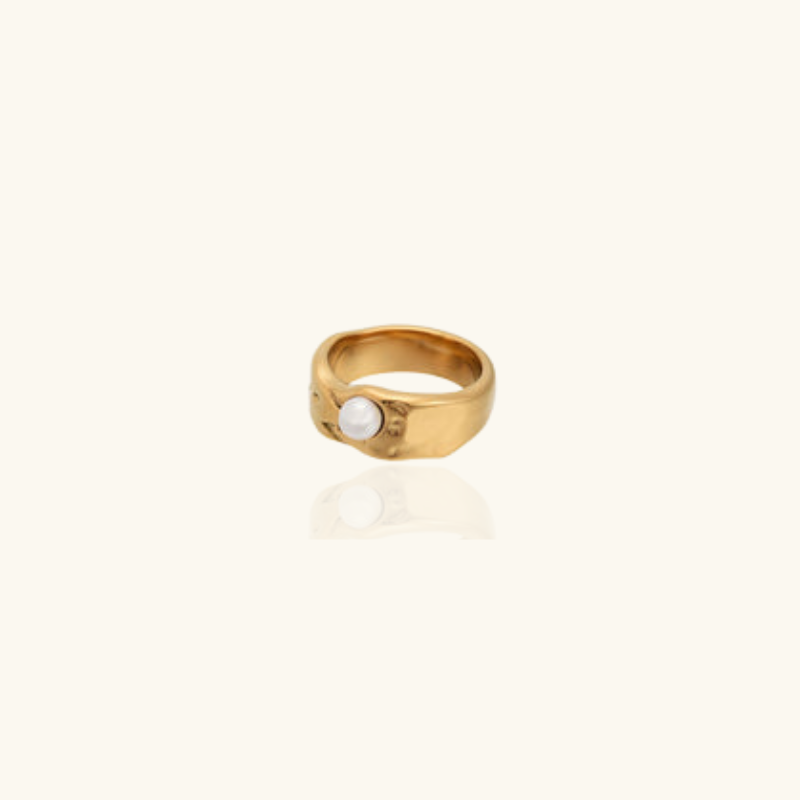 Vergulde Lava Parel Ring - Ada