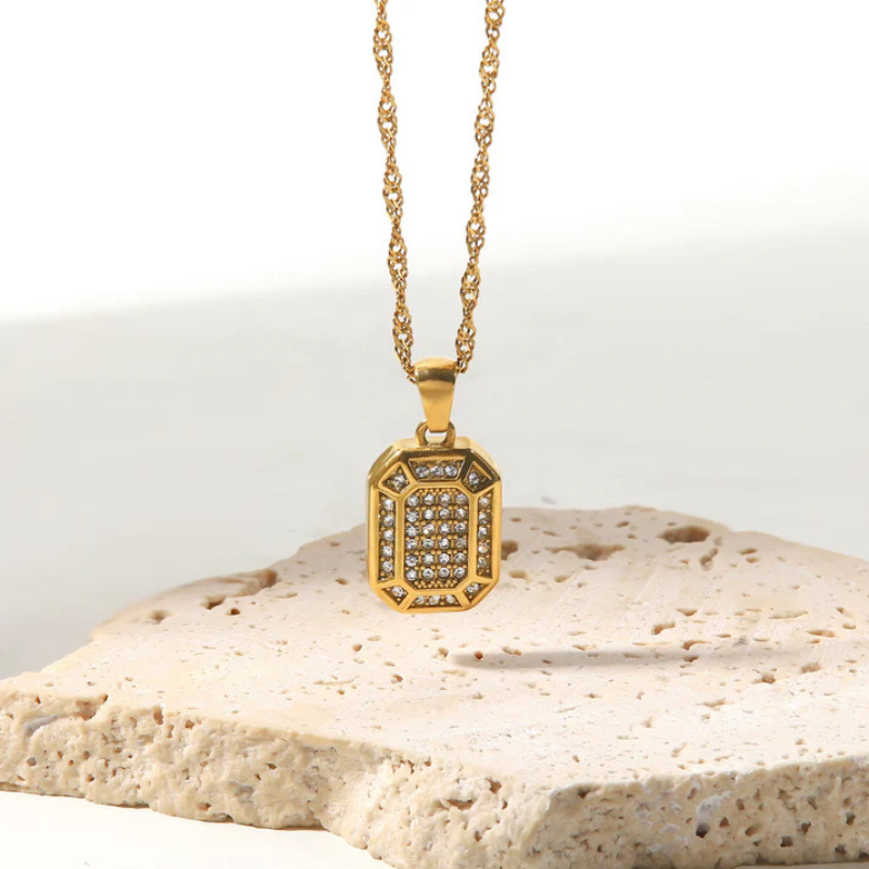 Geometrische Zirkoon Hanger Ketting - Julia