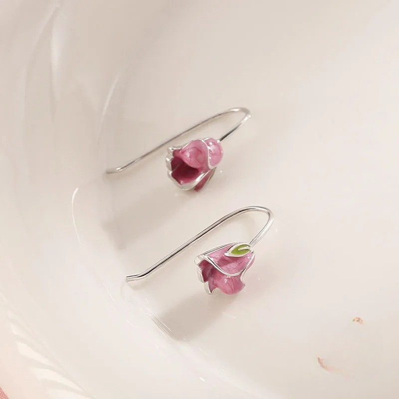 Roze Rozen Stud Oorbellen - Sarah