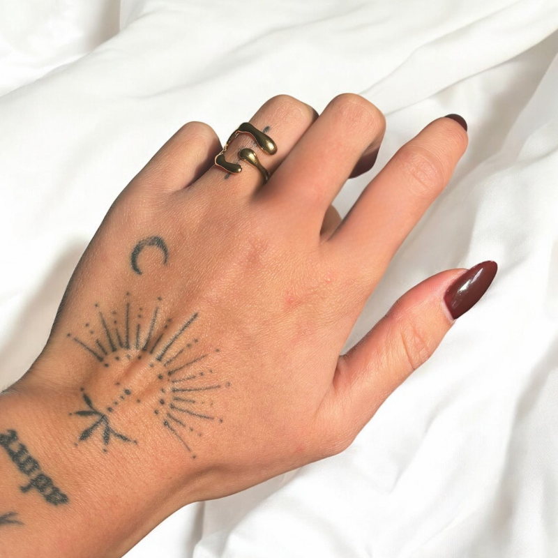 Vergulde Geometrische Open Ring - Amina