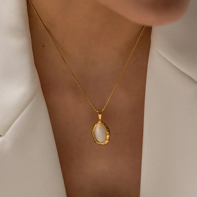 Vergulde Kattenoog-Opaalketting - Gemma