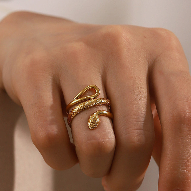 Vergulde Slang Geometrische Ringen - Wendy
