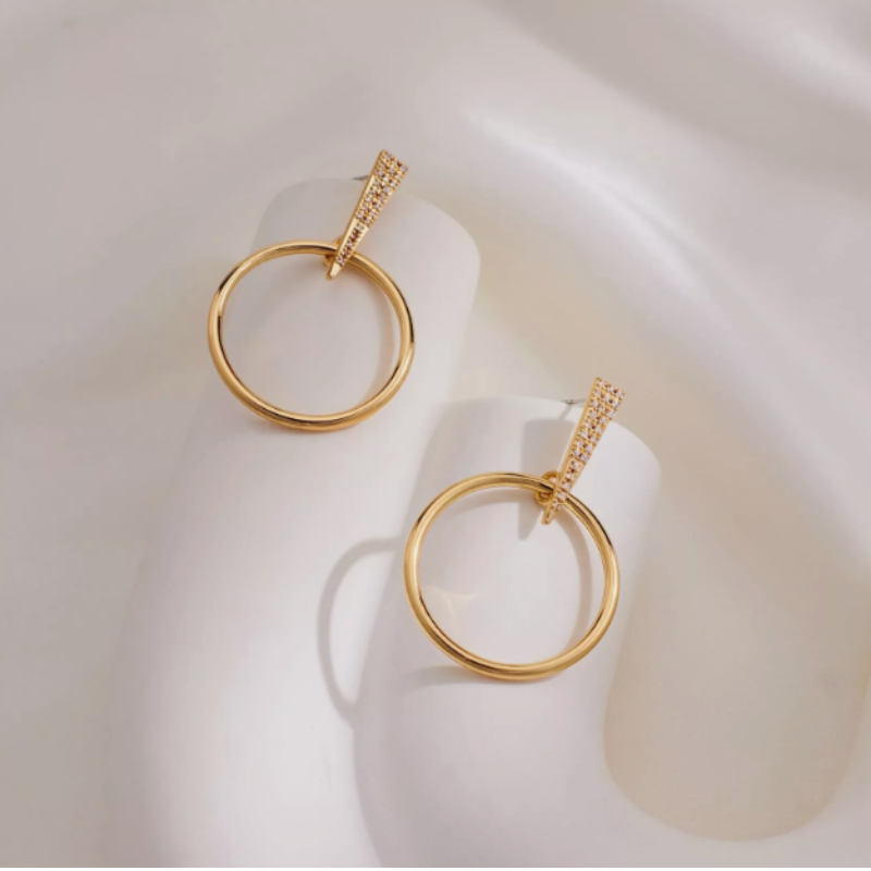 Gouden Geplateerde Ronde Paperclip Oorbellen - Megan