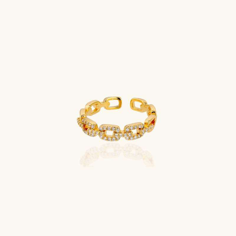 Vergulde Zirkoonketting Verstelbare Ring - Shari