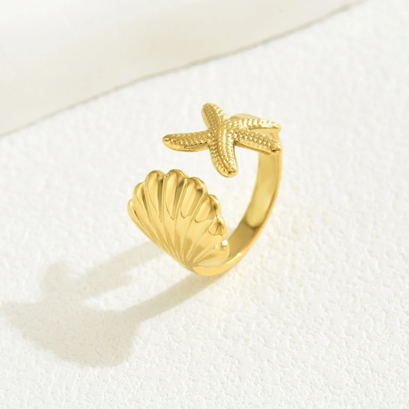 Verstelbare Ring met Ster en Schelp - Melinda