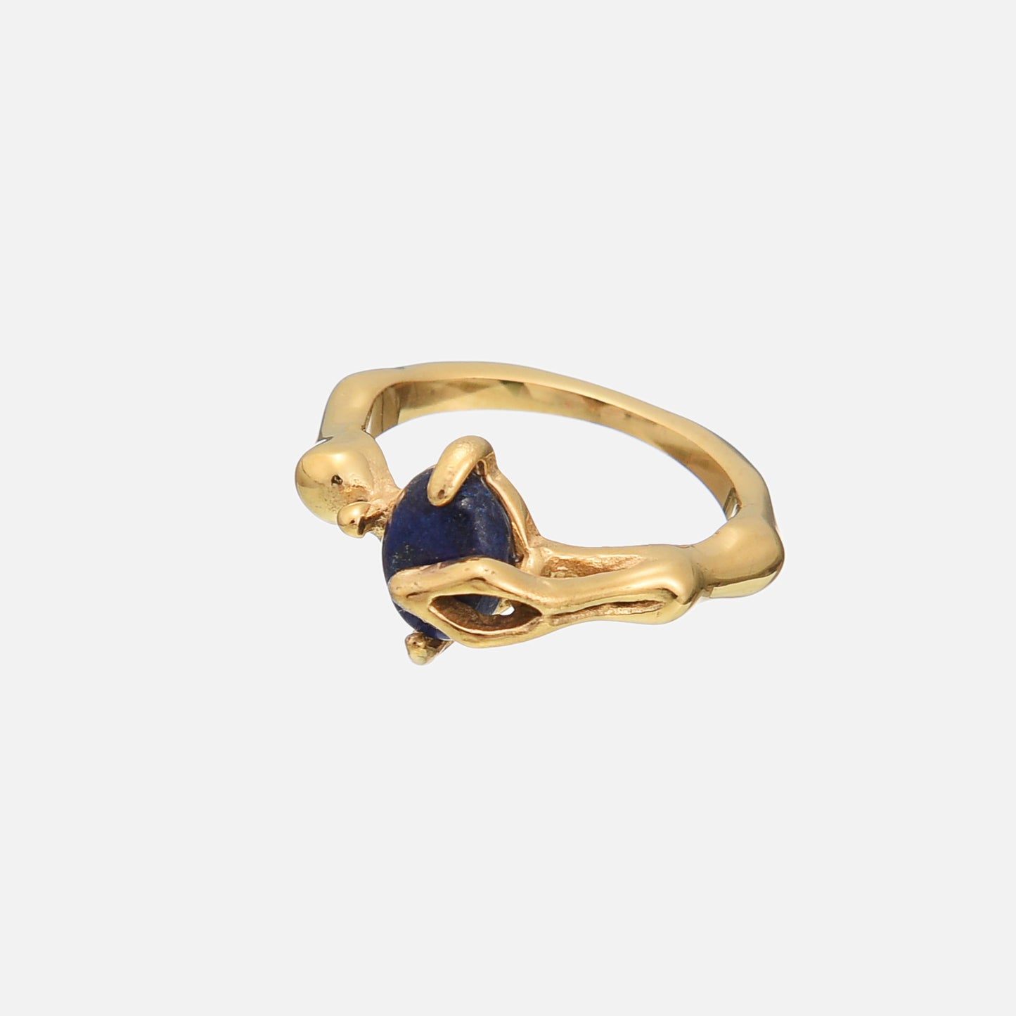 Vergulde Geometrische Natuurstenen Ring - Carrie