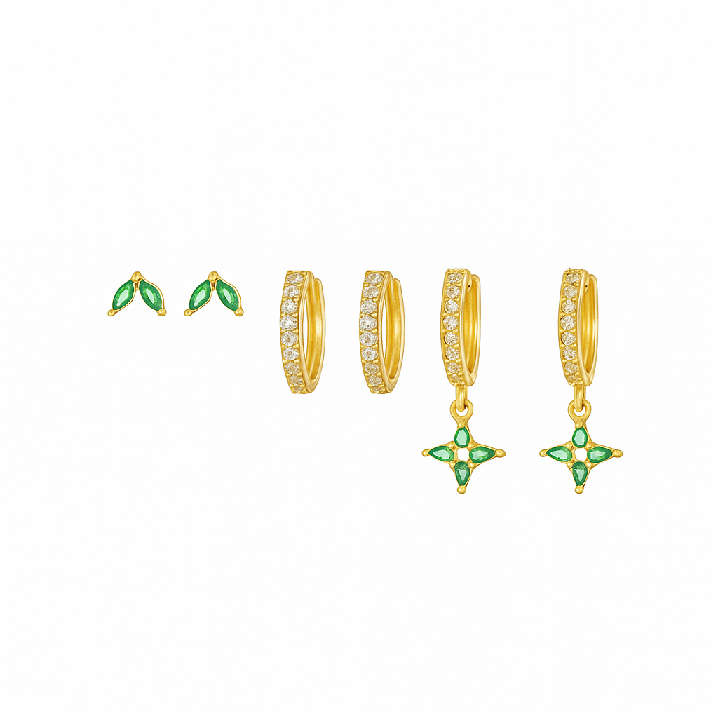 Dames Trio Oorbellen | Goud