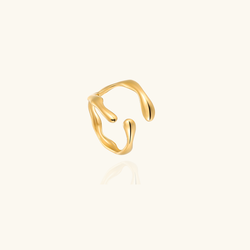 Vergulde Geometrische Open Ring - Amina