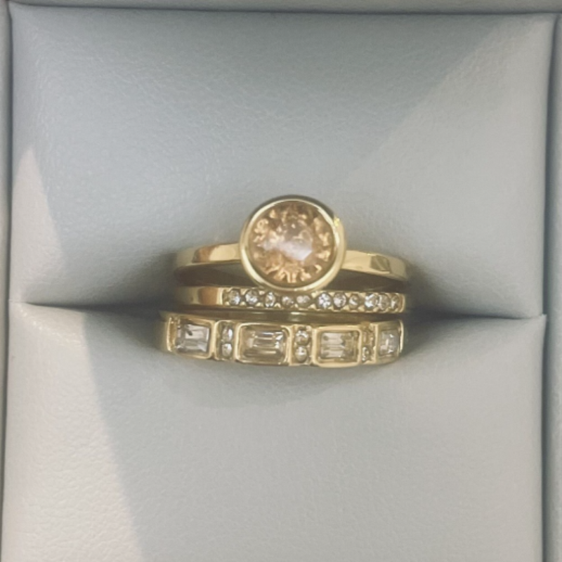 Elegante Ingelegde Kristallen Gouden Ring | Goud