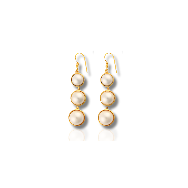 Witte Parel Druppel Oorbellen - Three