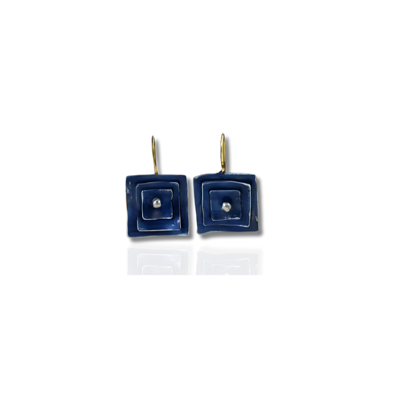 Blauwe Vintage Square Oorbellen - Desire
