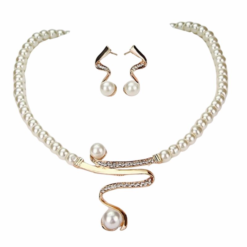 Natuurlijke Parelketting + Oorbellenset | Goud
