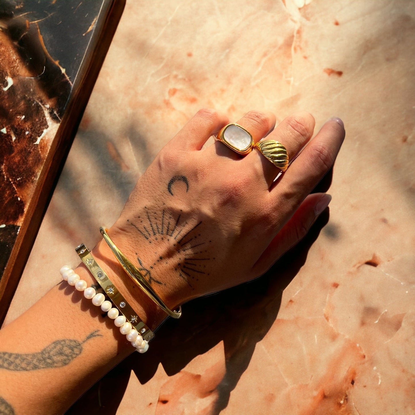 Vergulde Twist Ring - Leona