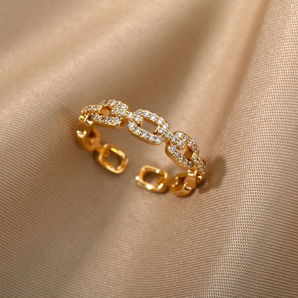 Vergulde Zirkoonketting Verstelbare Ring - Shari