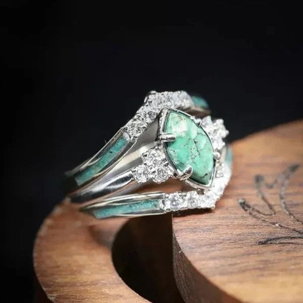 Zilveren Ring Marquise Turquoise Diamant Inleg – Lotte
