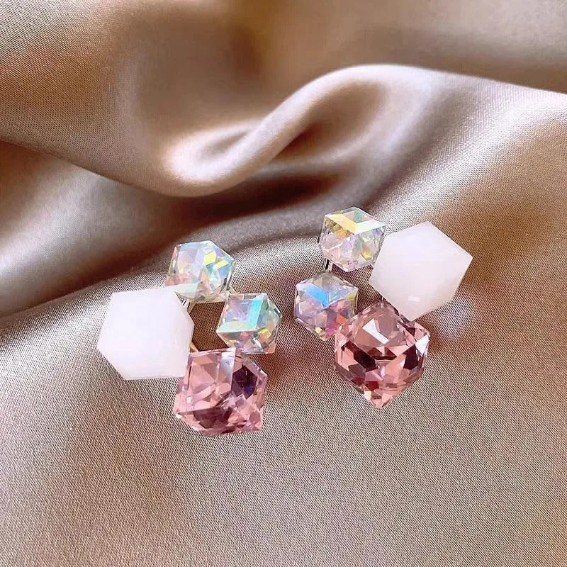 Kleurrijke Kristallen Geometrische Vierkante Stud Oorbellen - Dollie