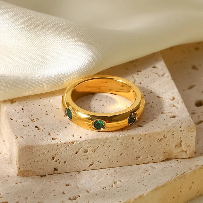Vergulde Cubic Zirkonia Bands Ring - Belle