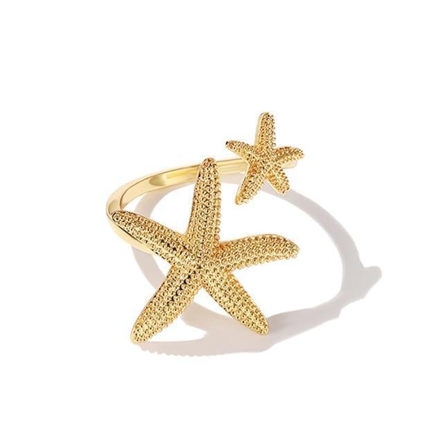 Verstelbare Dubbele Zeester Ring Zilver Goud – Lien