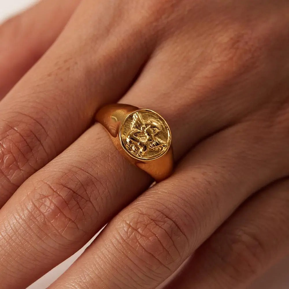Vergulde Engelen Ring - Angela