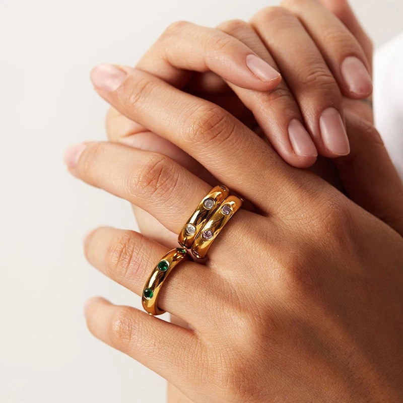 Vergulde Cubic Zirkonia Bands Ring - Belle