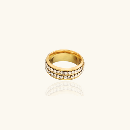 Vergulde Zirkoon Kristallen Ring - Glenda