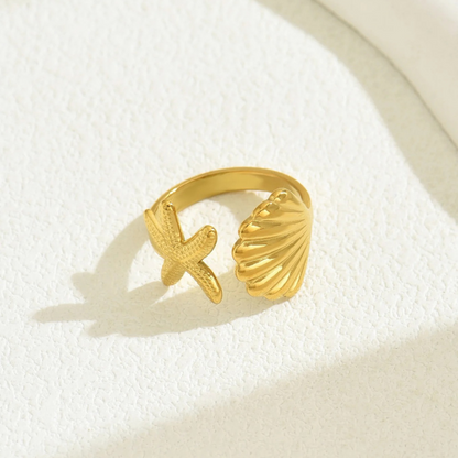 Verstelbare Ring met Ster en Schelp - Melinda