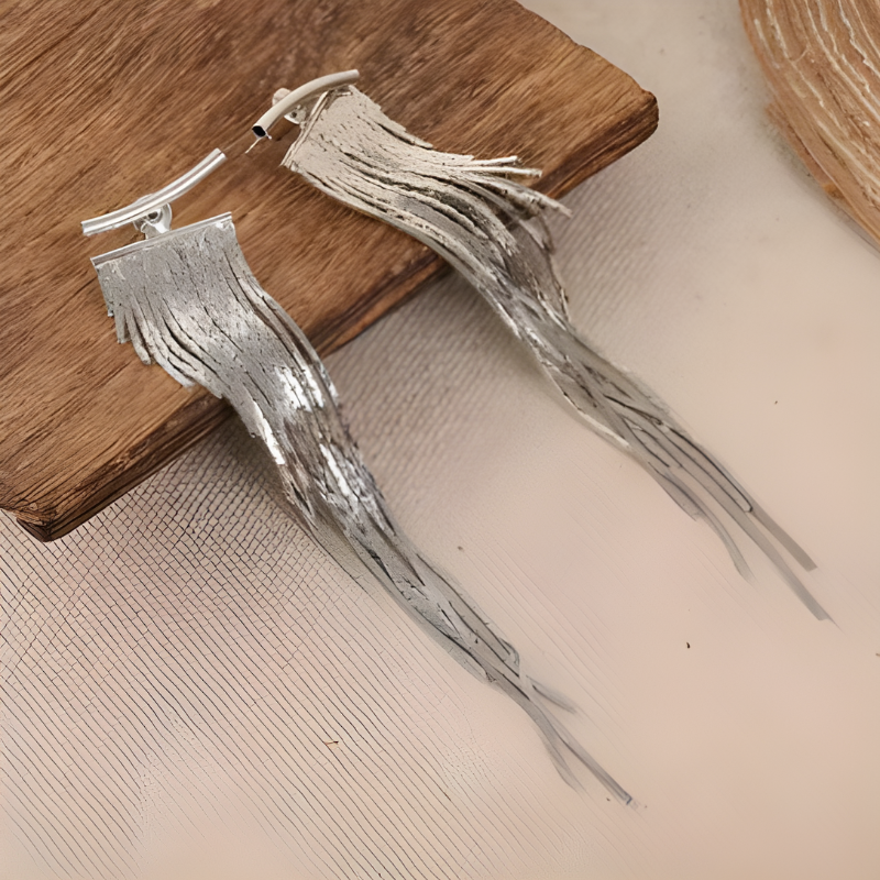 Elegante Zilveren Tassel Oorbellen - Bernice