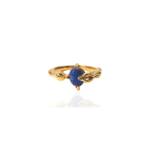 Vergulde Geometrische Natuurstenen Ring - Carrie