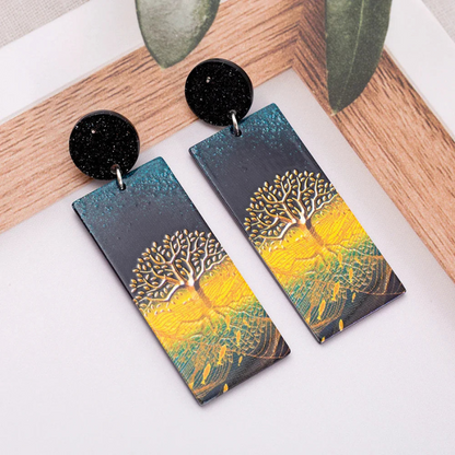 Oorbellen van Acryl met Vintageprint - Teri