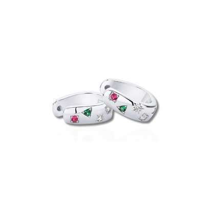 Chunky Multicolor Cubic Zirkonia Huggie Oorbellen – Jade